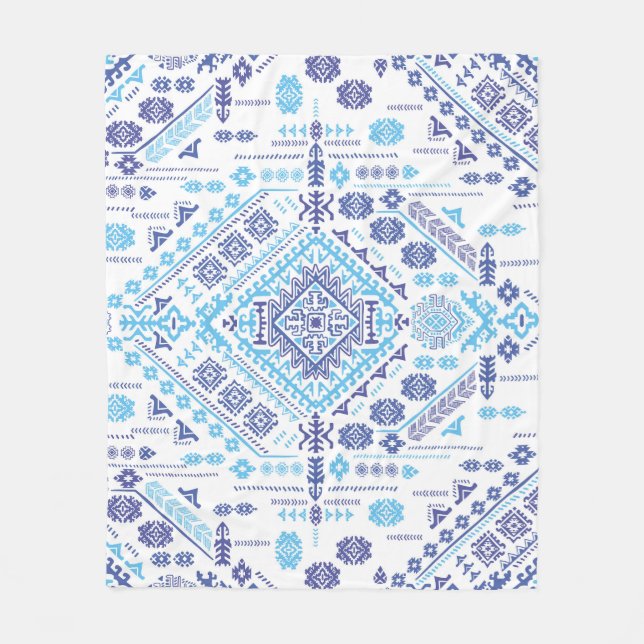 Indian paisley rug, ethnic mandala pattern. fleece blanket (Front)