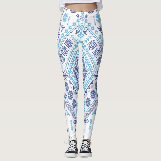 Indian paisley rug, ethnic mandala pattern. leggings (Front)