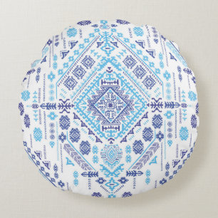 Indian paisley rug, ethnic mandala pattern. round cushion