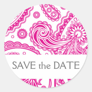 Indian Paisley Save the Date Classic Round Sticker