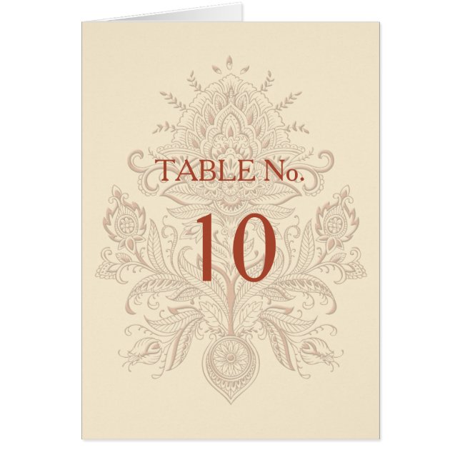 Indian Paisley - Table Number Card (Front)