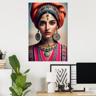 Indian Pakistani girl in traditional dress Poster