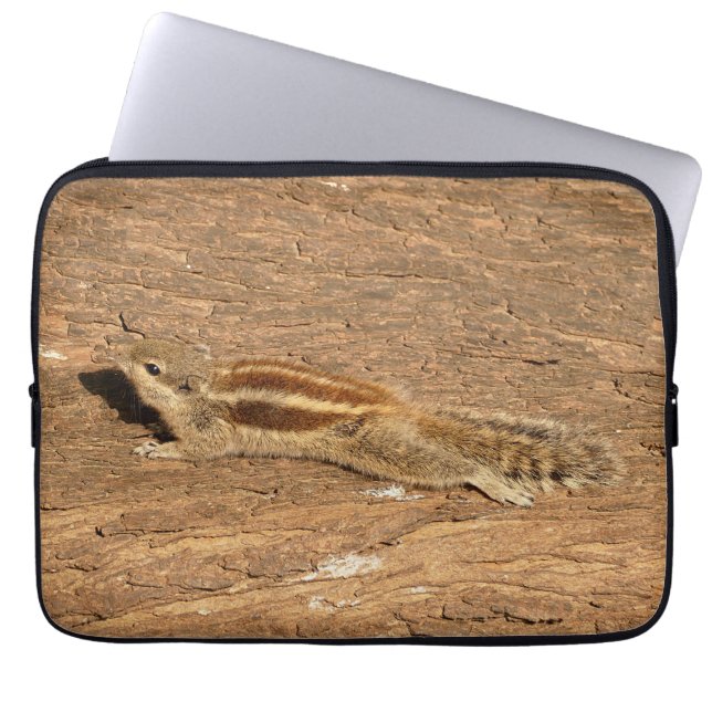 Indian Palm Squirrel on a Tree Trunk Laptop Sleeve (Front)