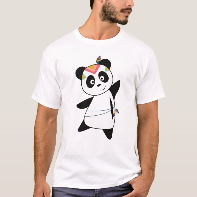 Indian Panda Bear Fashing Teddy Feather Cute T-Shirt (Front)