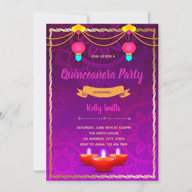 Indian party theme invitation (Front)