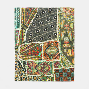 Indian patchwork carpet in Rajasthan, Asia Fleece Blanket