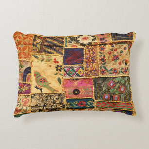 Indian Patchwork: Hampi Market Cloth. Decorative Cushion