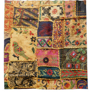 Indian Patchwork: Hampi Market Cloth. Shower Curtain
