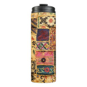 Indian Patchwork: Hampi Market Cloth. Thermal Tumbler