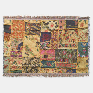 Indian Patchwork: Hampi Market Cloth. Throw Blanket