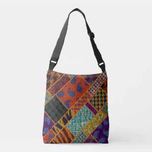 Indian patchwork imitation, vintage canvas. crossbody bag