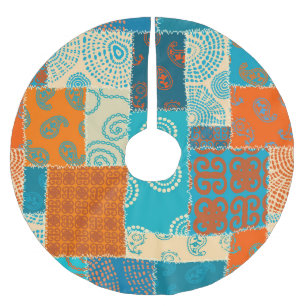 Indian patchwork, seamless vintage background. brushed polyester tree skirt