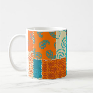 Indian patchwork, seamless vintage background. coffee mug