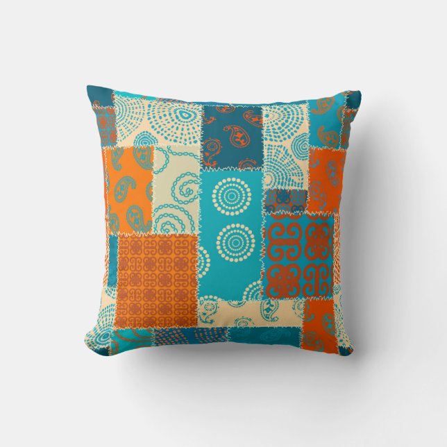 Indian patchwork, seamless vintage background. cushion (Front)