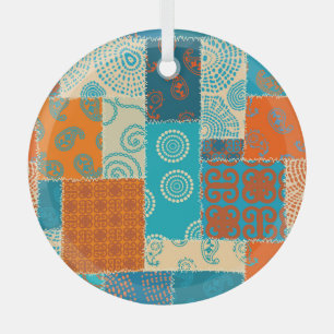 Indian patchwork, seamless vintage background. glass tree decoration