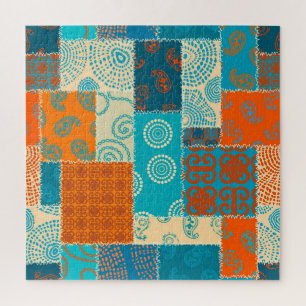 Indian patchwork, seamless vintage background. jigsaw puzzle