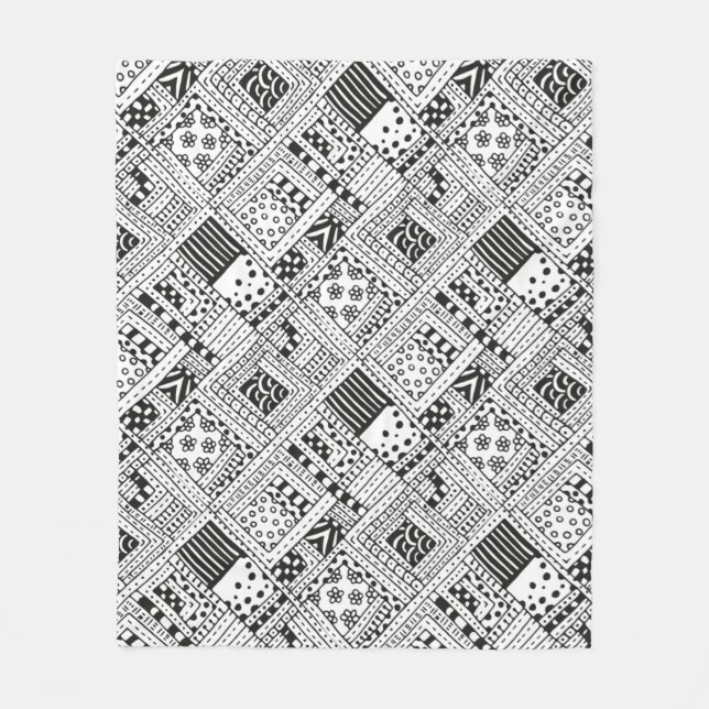 Indian Pattern Doodle Fleece Blanket (Front)