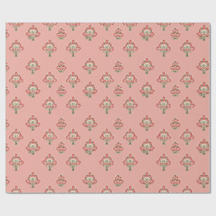 Indian Pattern on Pink Background Wrapping Paper