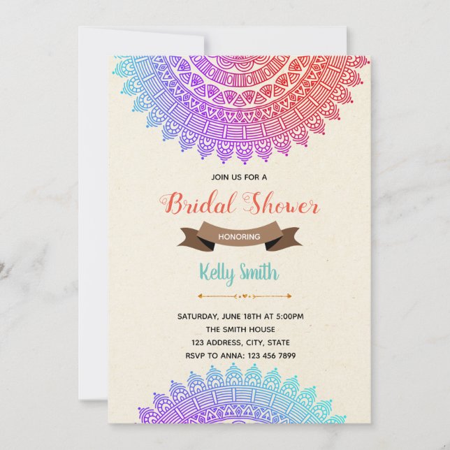 Indian pattern theme invitation (Front)