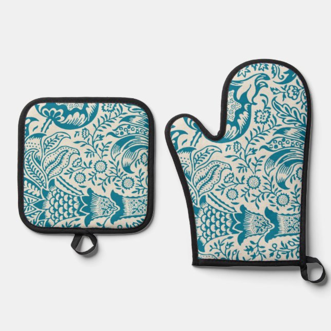 Indian Pattern, William Morris Oven Mitt & Pot Holder Set (Front)