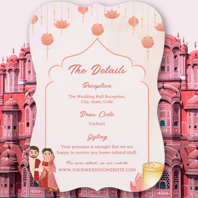 Indian Peach Pink Lotus Lanterns Wedding Details (Creator Uploaded)