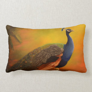 Indian Peacock peafowl Lumbar Cushion