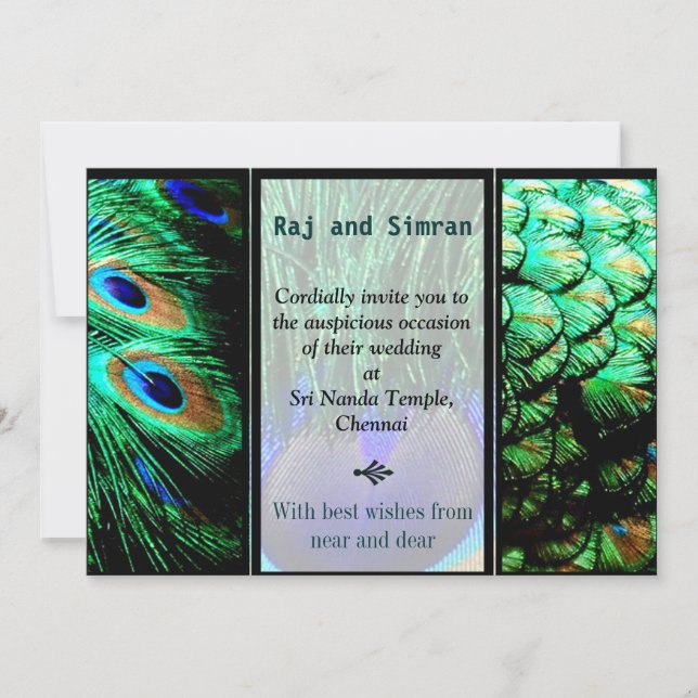 Indian Peacock Wedding Invitation (Front)