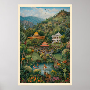 Indian Pichwai Art Print Paradise Garden
