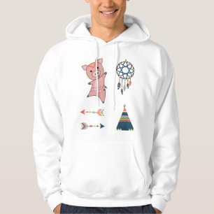 Indian Pig Piglet Sticker Set Tipi Hoodie