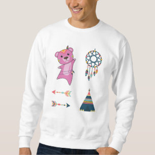 Indian Pink Bear Sticker Set Bear Dreamcatcher Sweatshirt