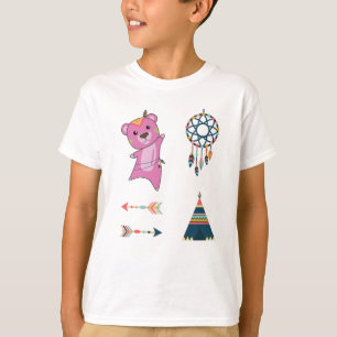 Indian Pink Bear Sticker Set Bear Dreamcatcher T-Shirt