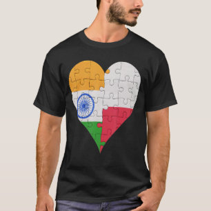 Indian Polish Flag Heart T-Shirt