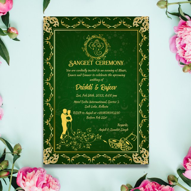 Indian Pre-Wedding Sangeet Ceremony Invitation (Creator Uploaded)