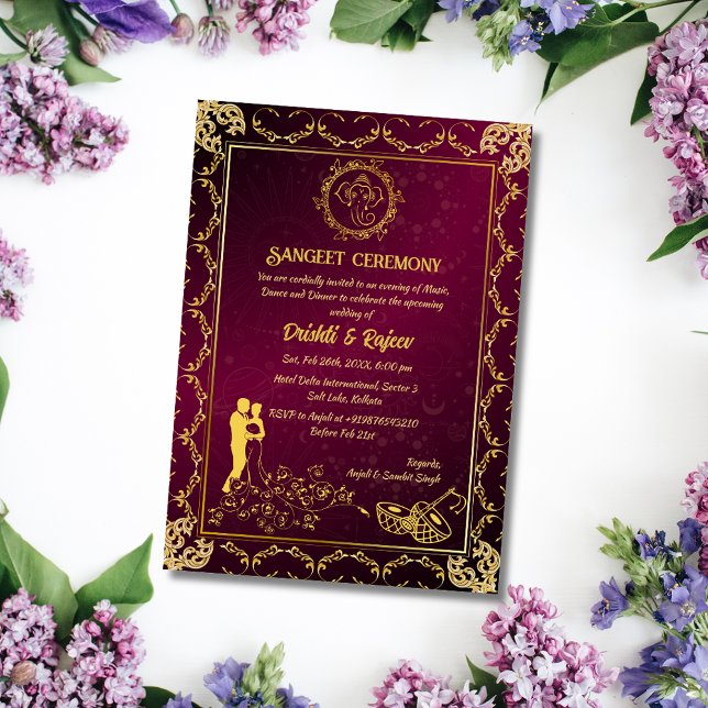 Indian Pre-Wedding Sangeet Ceremony Invitation (Creator Uploaded)