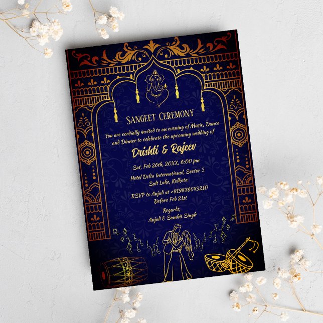 Indian Pre-Wedding Sangeet Ceremony Invitation (Creator Uploaded)