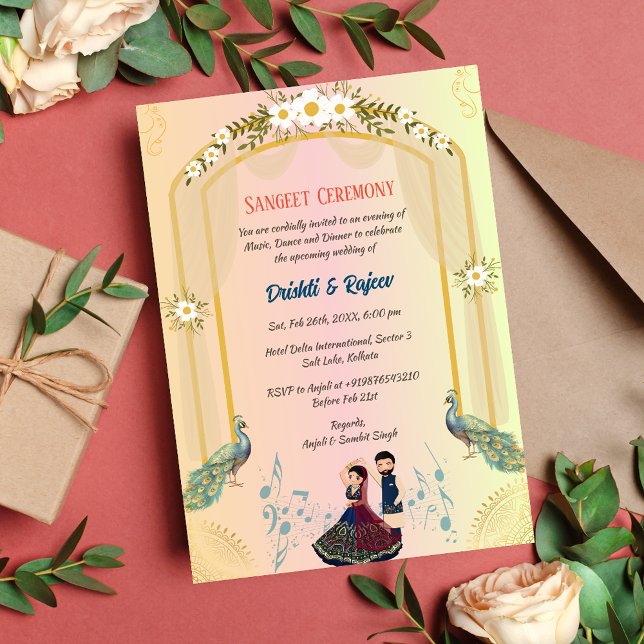 Indian Pre-Wedding Sangeet Ceremony Invitation (Creator Uploaded)