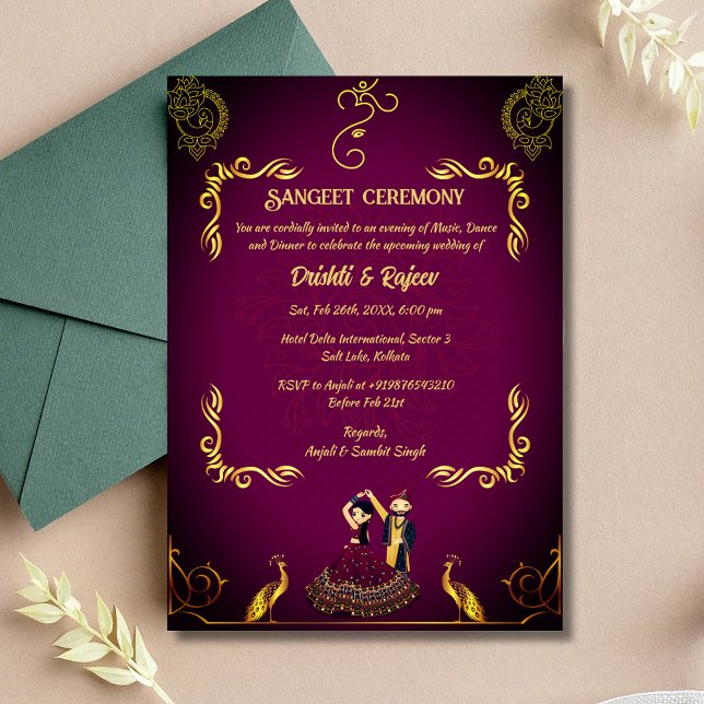 Indian Pre-Wedding Sangeet Ceremony Invitation (Creator Uploaded)