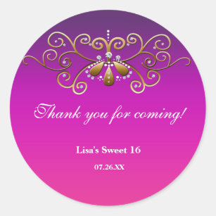 Indian Princess Purple Pink Gold Label Sticker