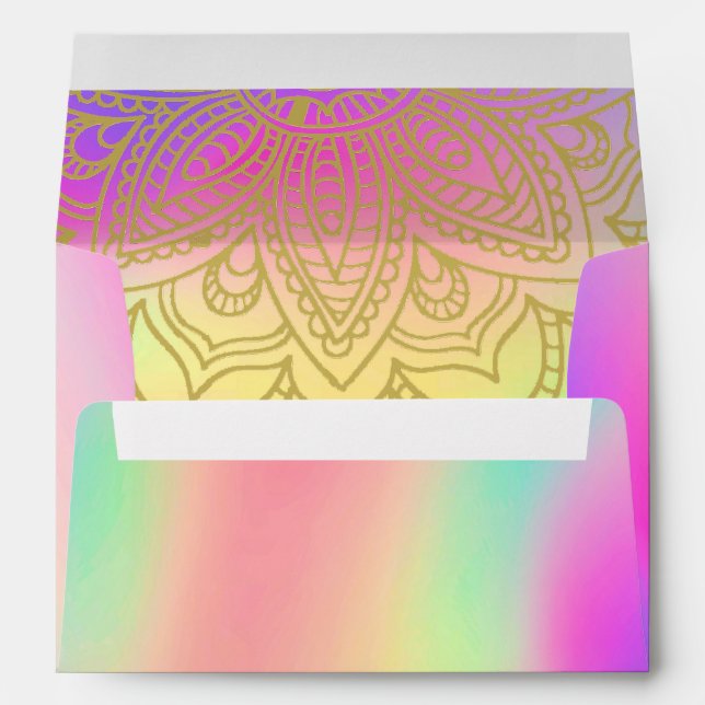 Indian Rainbow Gold Colour Modern Wedding Envelope (Back (Bottom))