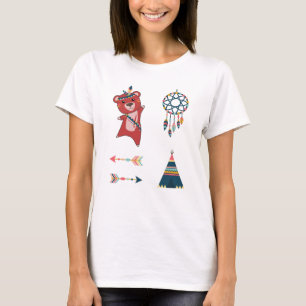 Indian Red Bear Sticker Set Dreamcatcher T-Shirt