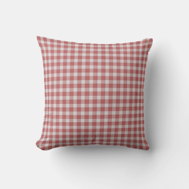 Indian Red Checkered Plaid Cushion (Front)