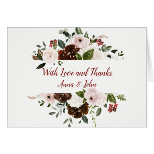 Indian Red Ivory Forest Green Wedding Thank You