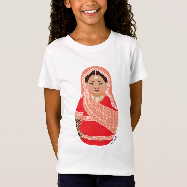 Indian (Red) Matryoshka Girls' T-Shirt (Front)