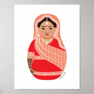 Indian (Red) Matryoshka Poster