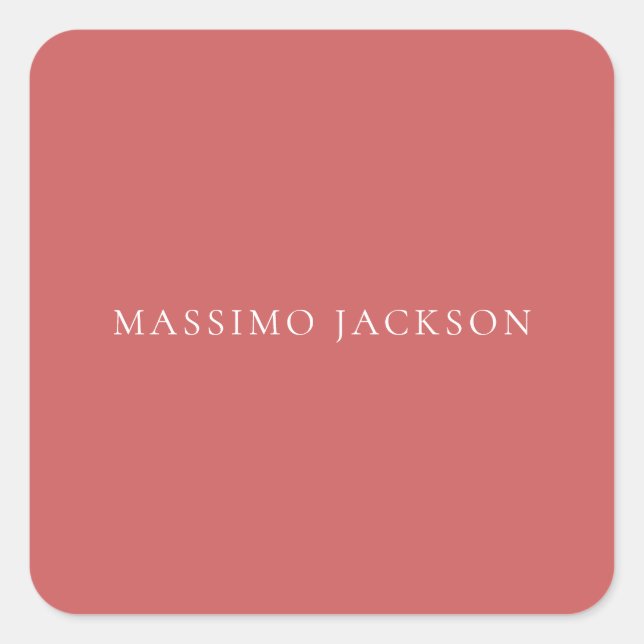 Indian Red Minimalist Plain Modern Aesthetic Look Square Sticker (Front)