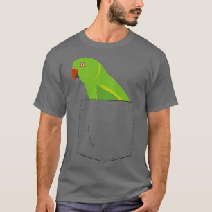 Indian Ringneck Parakeet Parrot Fake Pocket T-Shirt