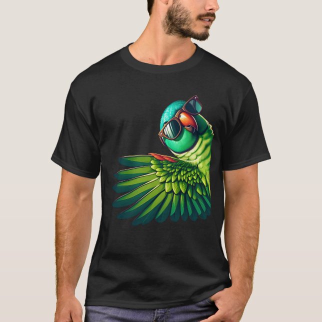 Indian Ringneck Parrot With Sunglasses Funny Say T-Shirt (Front)
