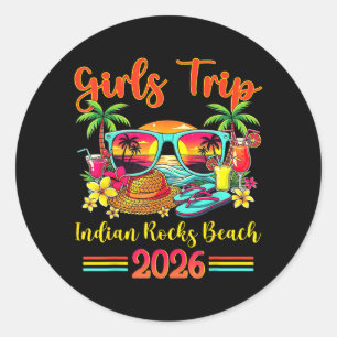 Indian Rocks Beach Florida Summer Sunset Girls Classic Round Sticker