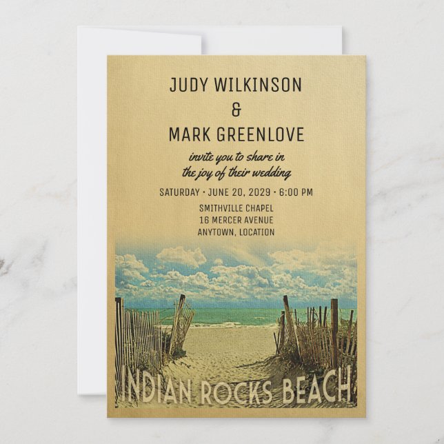 Indian Rocks Beach Vintage Wedding Invitation (Front)