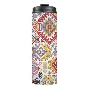 Indian rug, paisley mandala, yoga thermal tumbler